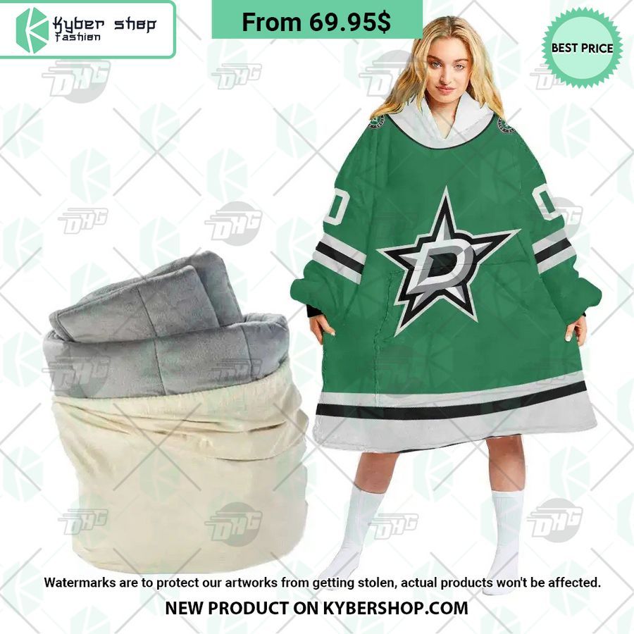 Dallas Stars logo green Hoodie Blanket