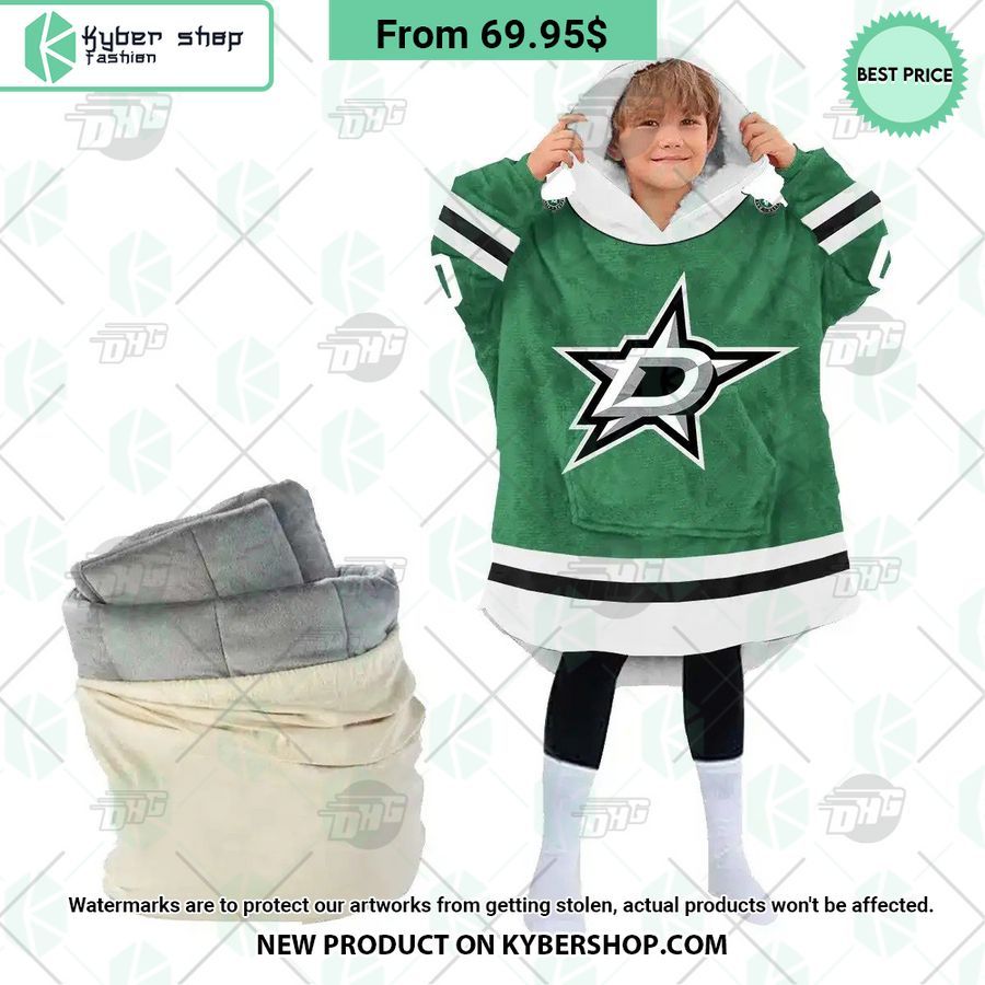 Dallas Stars logo green Hoodie Blanket