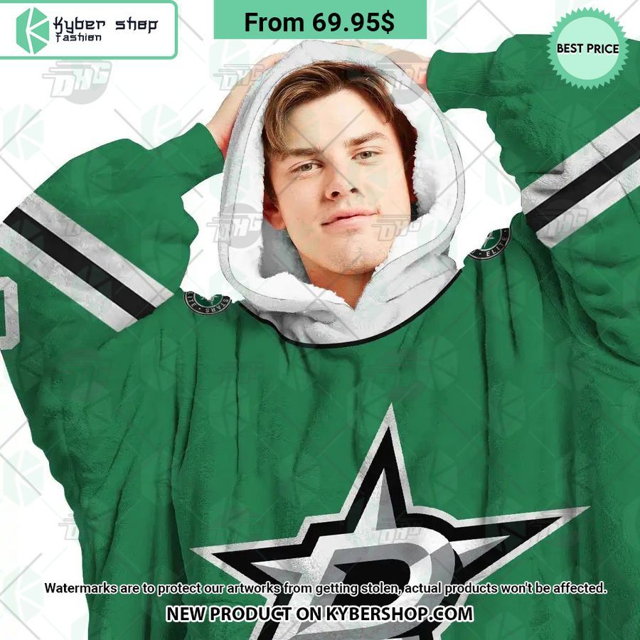 Dallas Stars logo green Hoodie Blanket