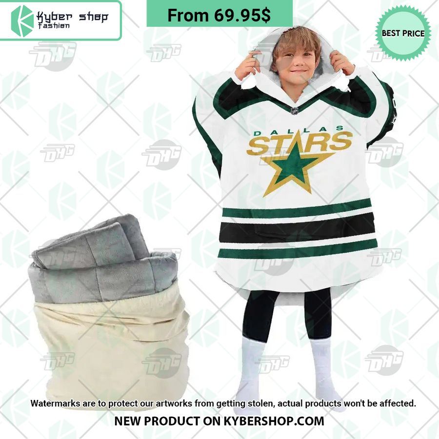 Dallas Stars white Hoodie Blanket