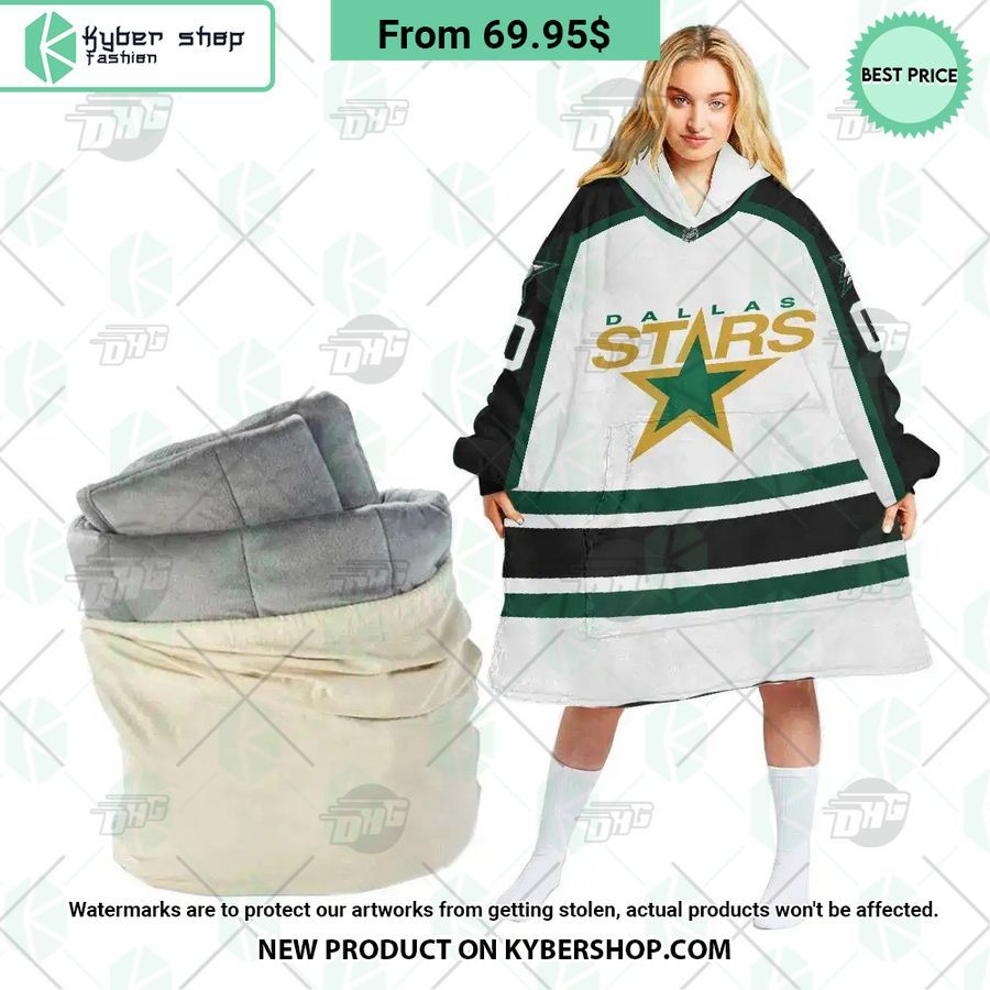 Dallas Stars white Hoodie Blanket