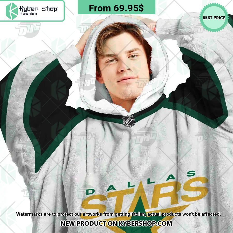 Dallas Stars white Hoodie Blanket