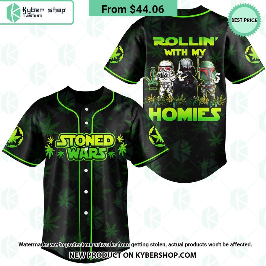 Darth Vader Stoned Wars Rollin With My Homies Baseball Jersey