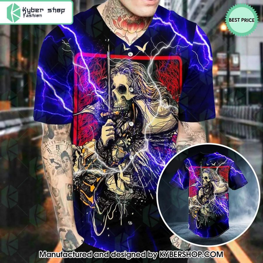 Death Art Samurai Skull Baseball Jersey