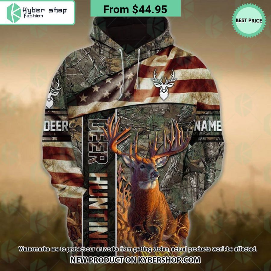 Deer Hunting US Flag Hoodie