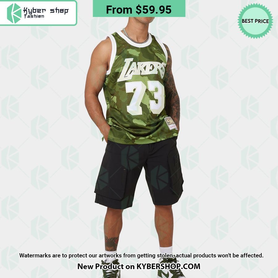 Dennis Rodman 73 Los Angeles Lakers Camo Basketball Jersey