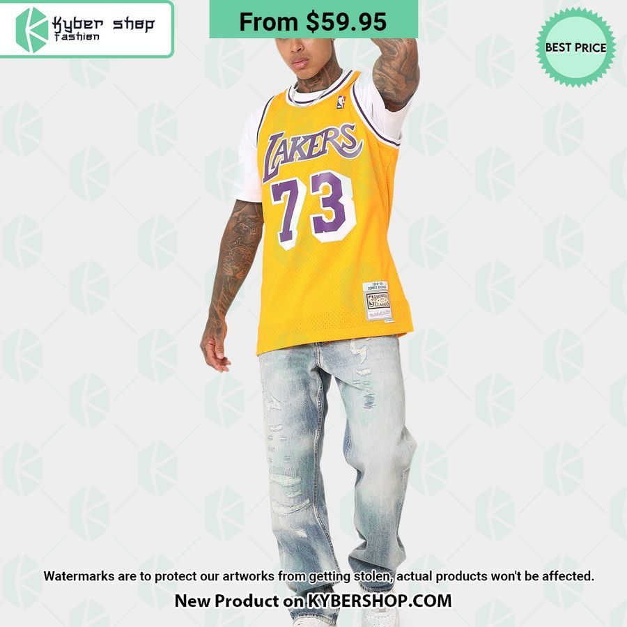 Dennis Rodman 73 Los Angeles Lakers Home Gold Basketball Jersey