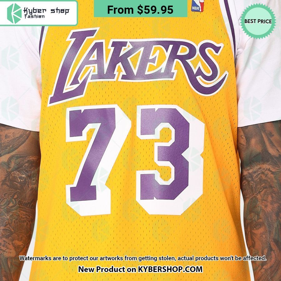 Dennis Rodman 73 Los Angeles Lakers Home Gold Basketball Jersey