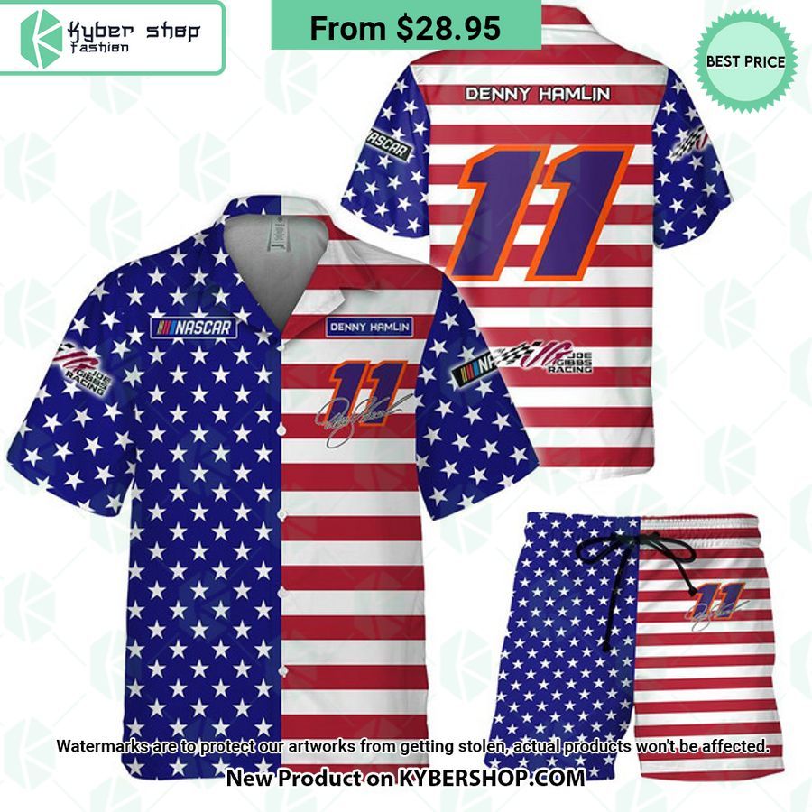 Denny Hamlin NASCAR Racing Independence Day Hawaiian Shirt
