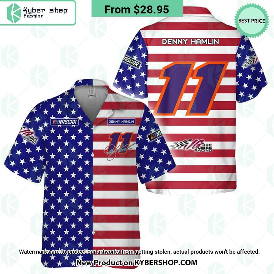 Denny Hamlin NASCAR Racing Independence Day Hawaiian Shirt