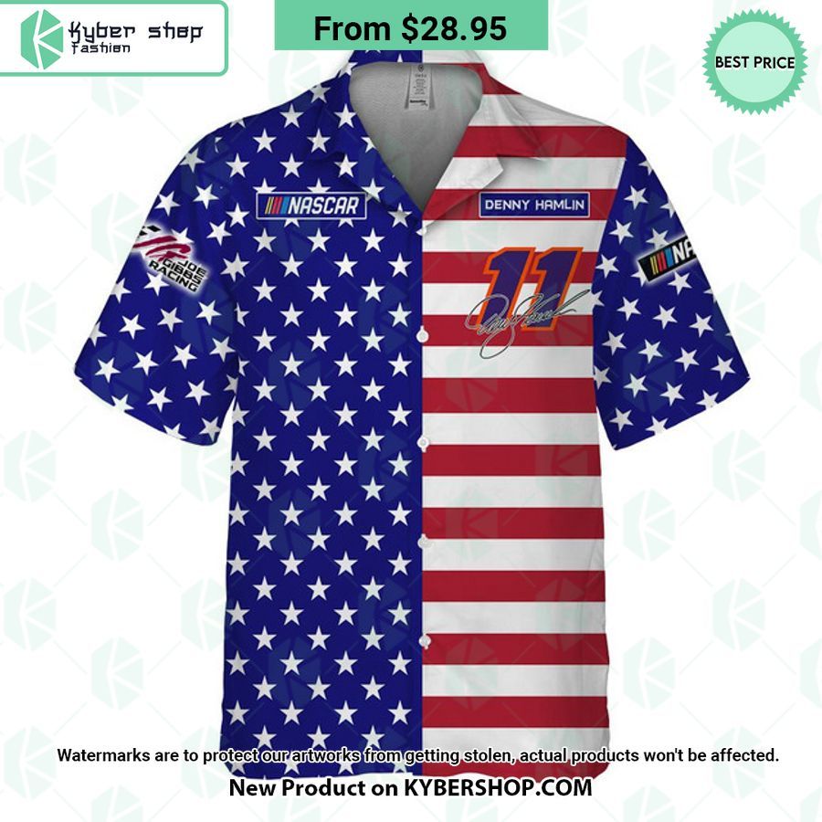 Denny Hamlin NASCAR Racing Independence Day Hawaiian Shirt