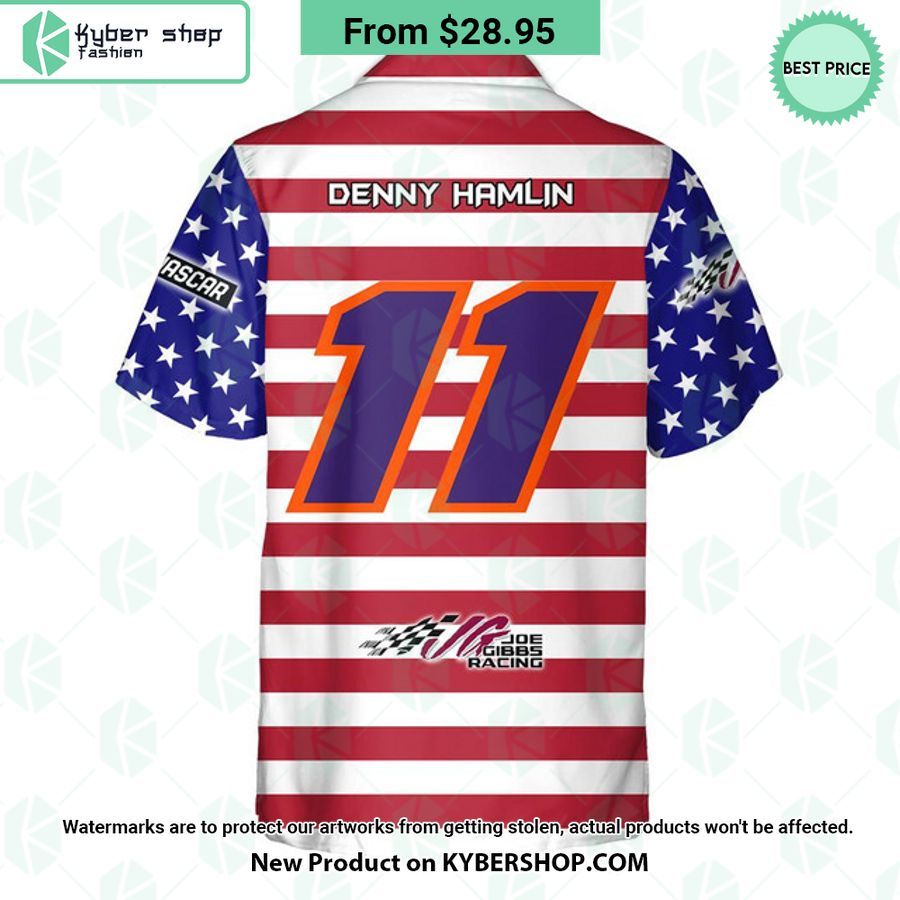 Denny Hamlin NASCAR Racing Independence Day Hawaiian Shirt