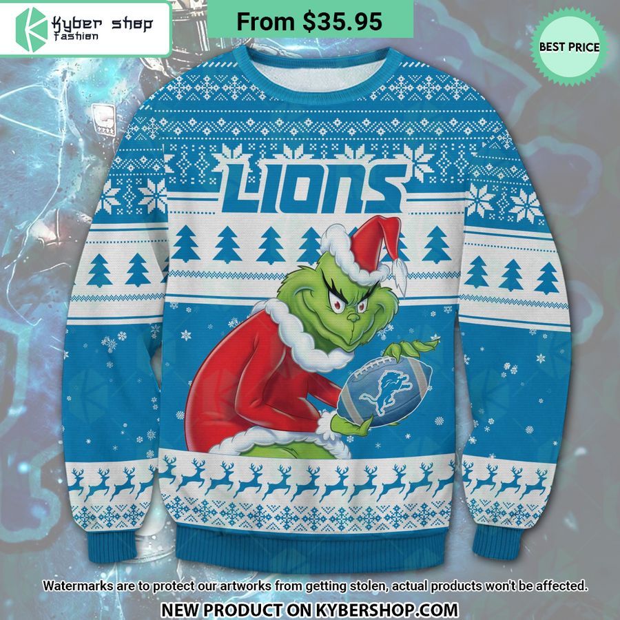 Detroit Lions Grinch Ugly Christmas Sweater