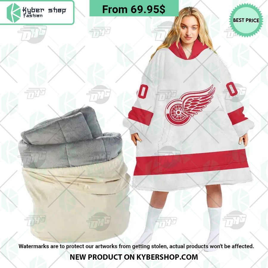 Detroit Red Wings white Hoodie Blanket