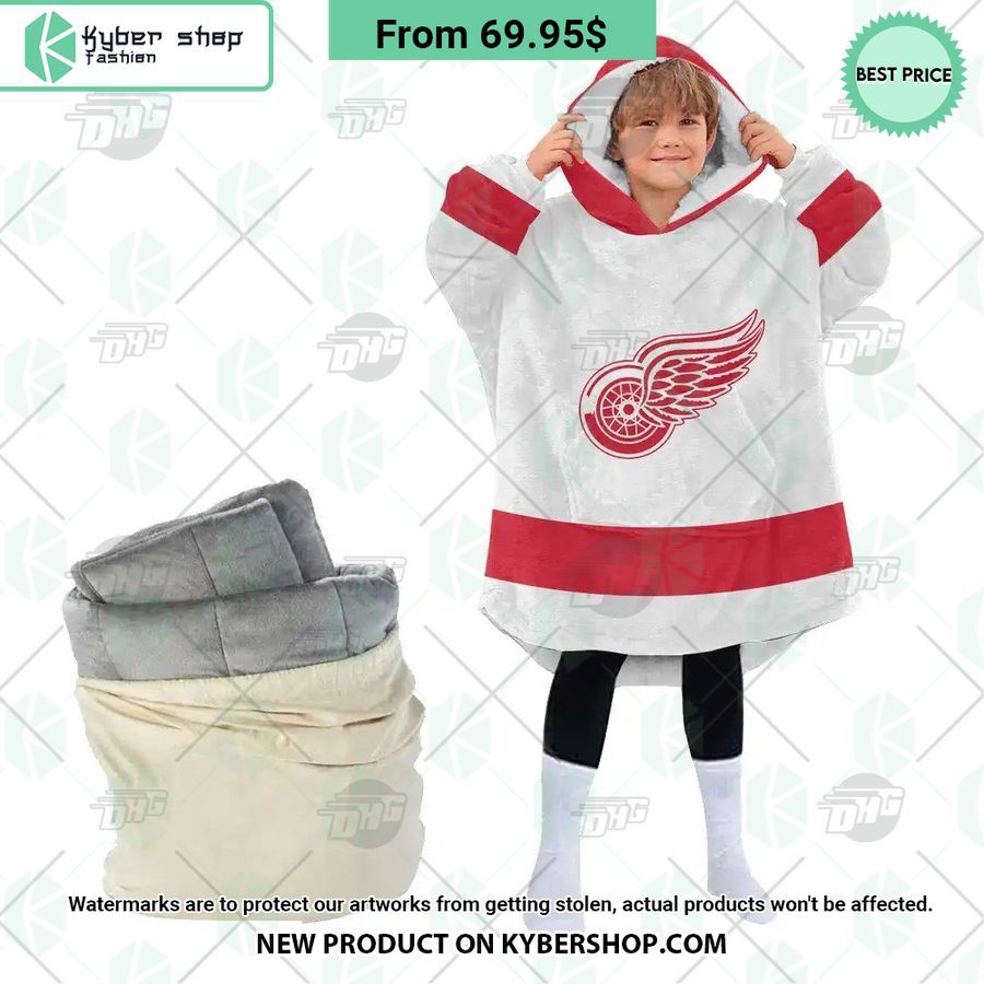 Detroit Red Wings white Hoodie Blanket