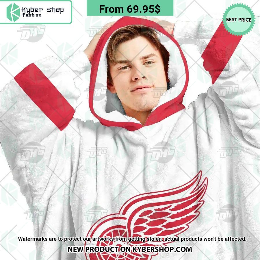 Detroit Red Wings white Hoodie Blanket