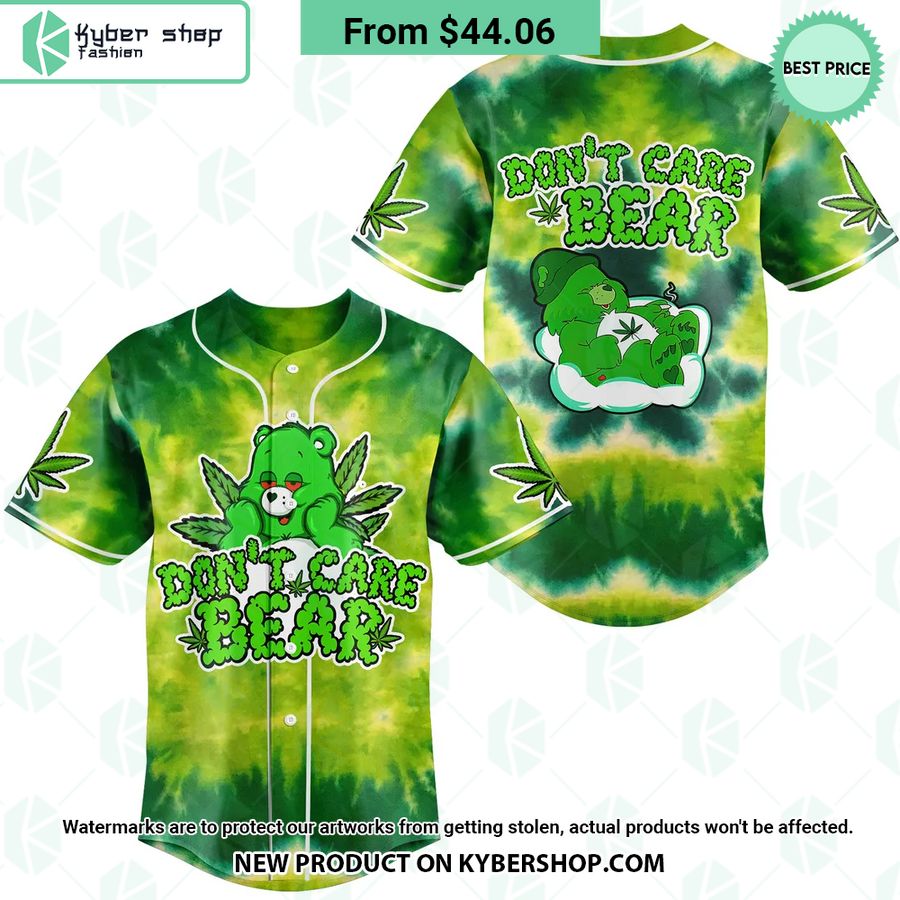 Don’T Care Bear Cannabis Tie Dye Baseball Jersey