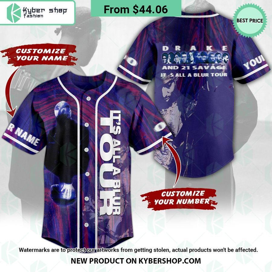 Drake & 21 Savage It’s All A Blur Tour CUSTOM Baseball Jersey
