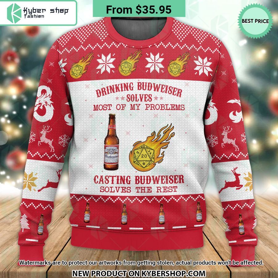 Drinking Budweiser Solve Most Of My Problems Dnd Sweater