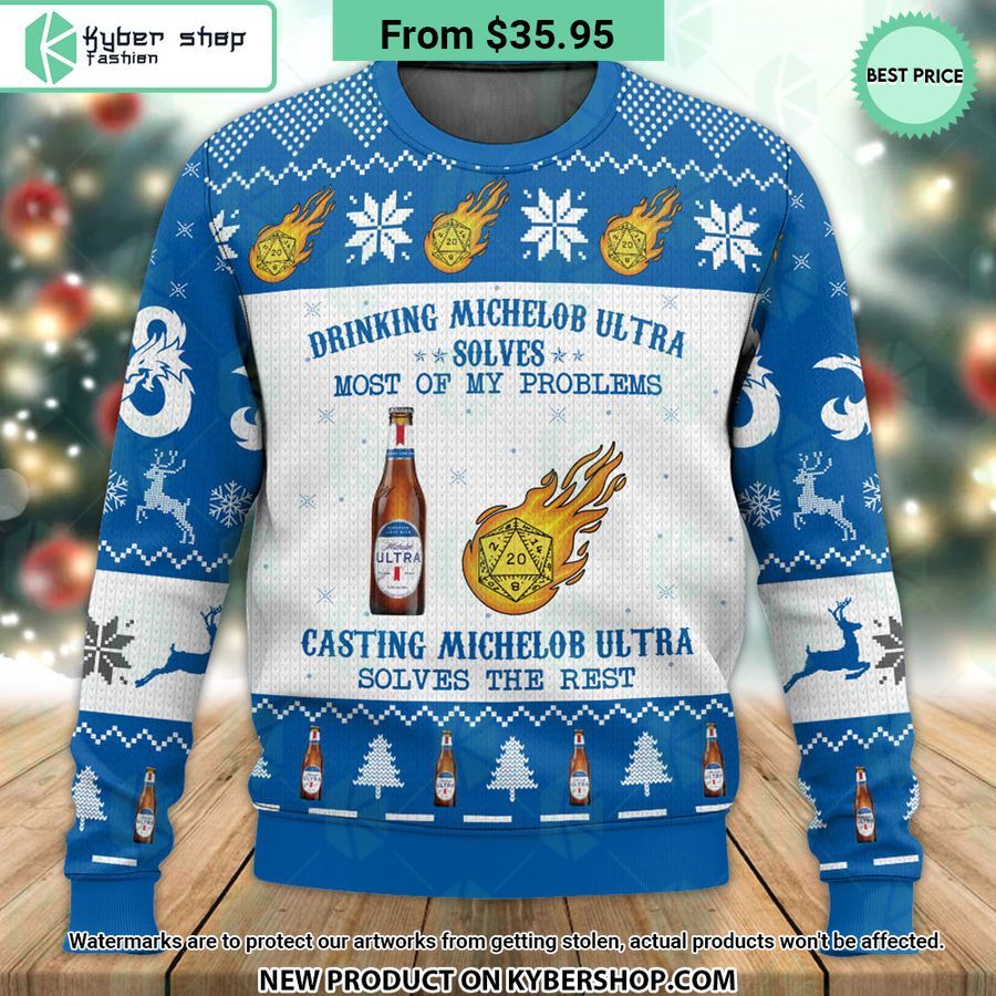 Drinking Michelob Ultra Solve Most Of My Problems Dnd Sweater