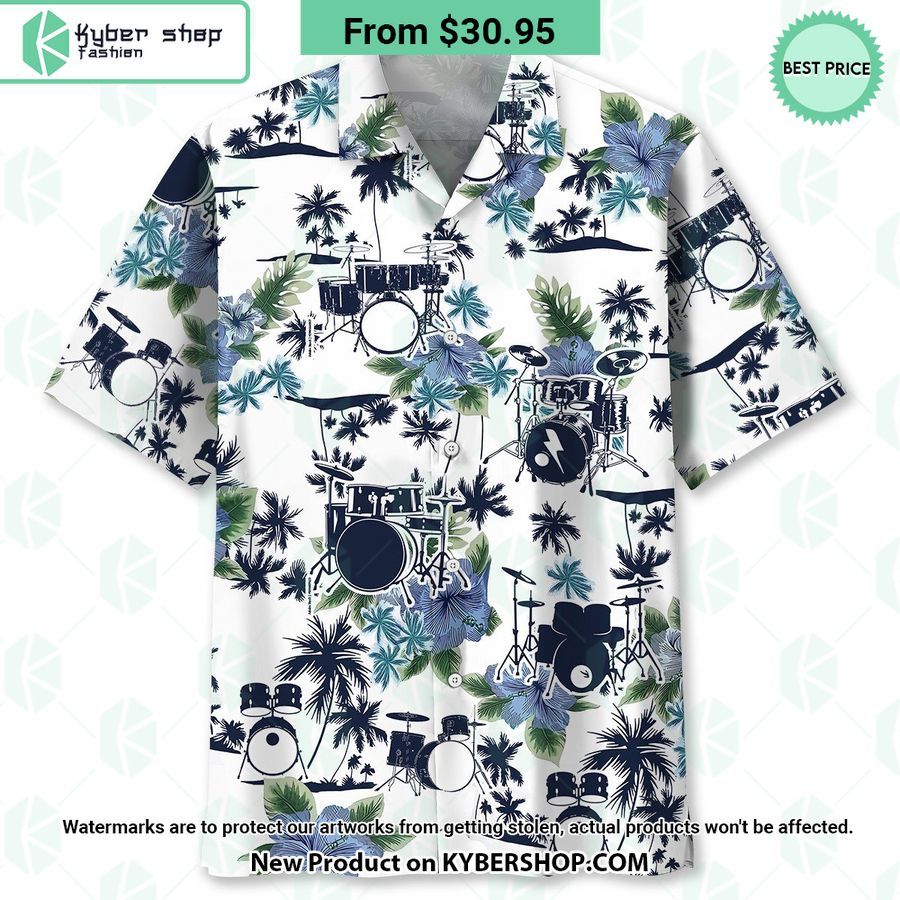 Drum White Tropical Hawaiian Shirt