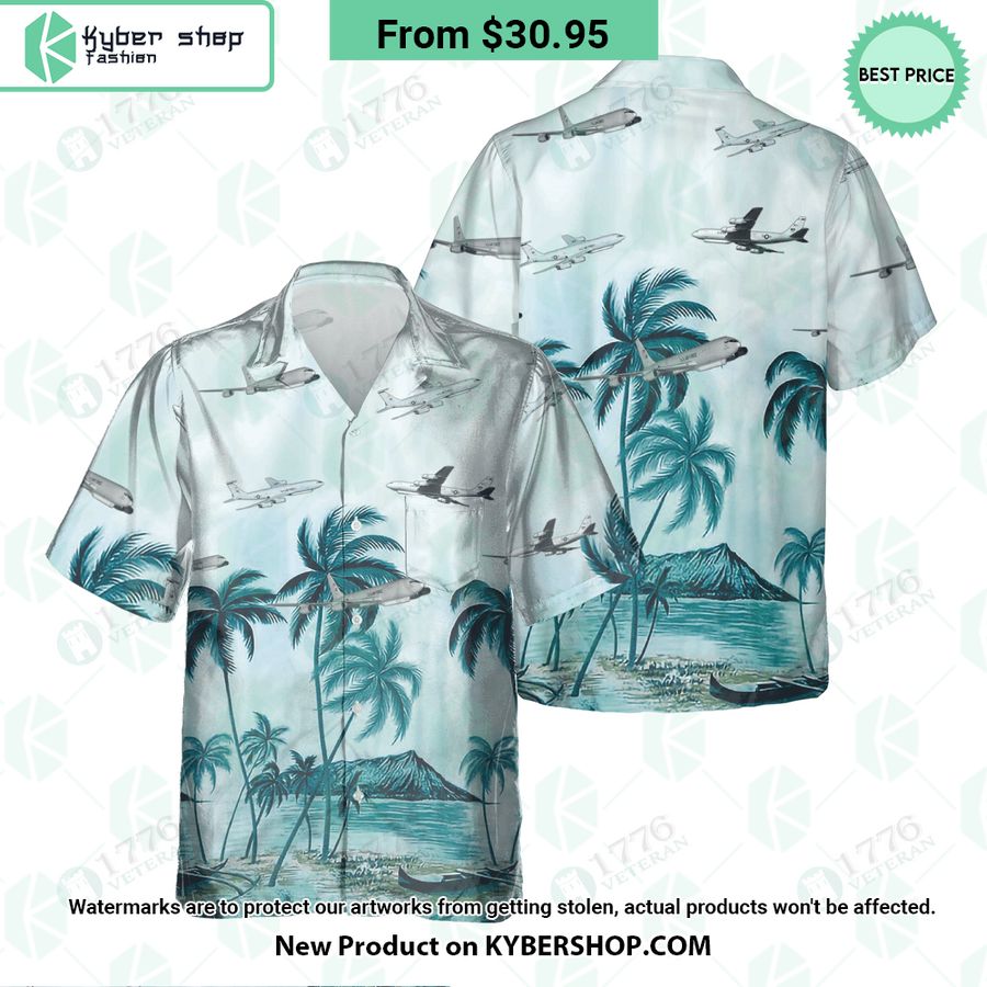 E-8 Joint STARS Palm Hawaiian Shirt