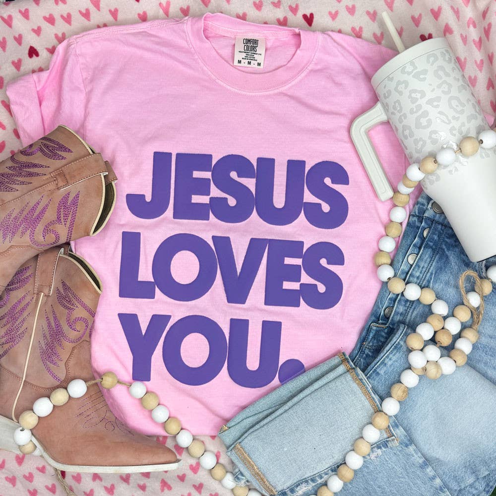 Jesus Loves You Purple Puff Tee