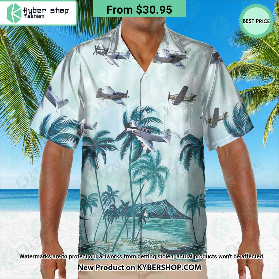 EA-1F Skyraider Palm Hawaiian Shirt