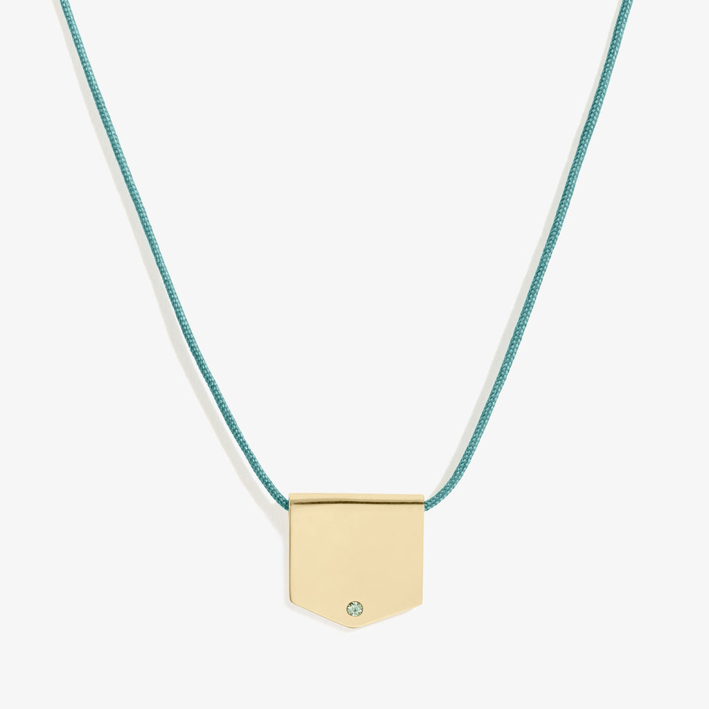 Turquoise Crystal Shield Pull Chain Necklace T-Shirts