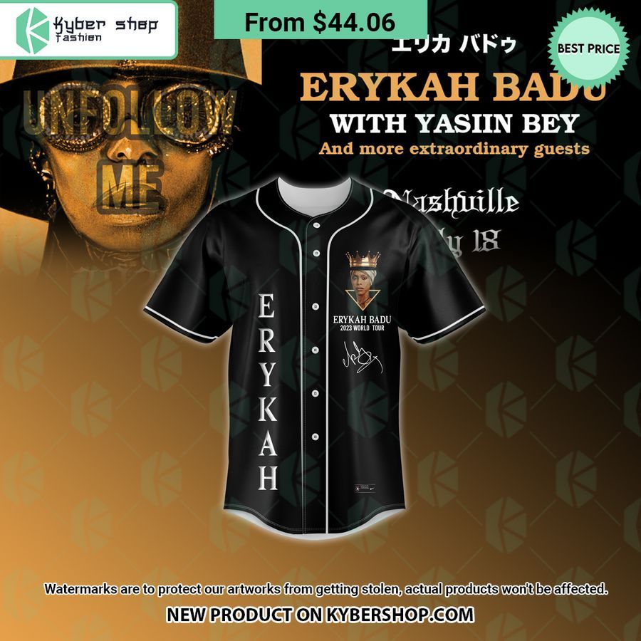 Erykah Badu 2023 World Tour Baseball Jersey