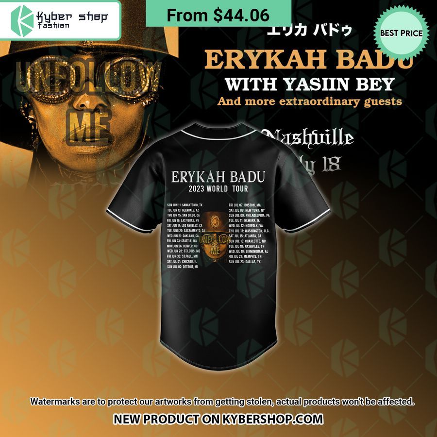 Erykah Badu 2023 World Tour Baseball Jersey