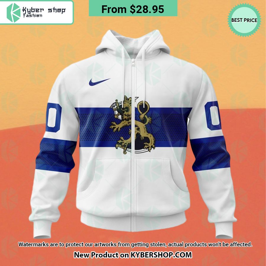 Finland National Ice Hockey White Hoodie, Shirt
