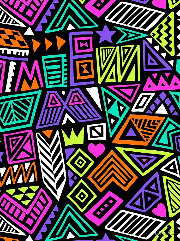 Abstract Retro 80's Style pattern by DV-LTD Unisex , , , Long Sleeve Tee