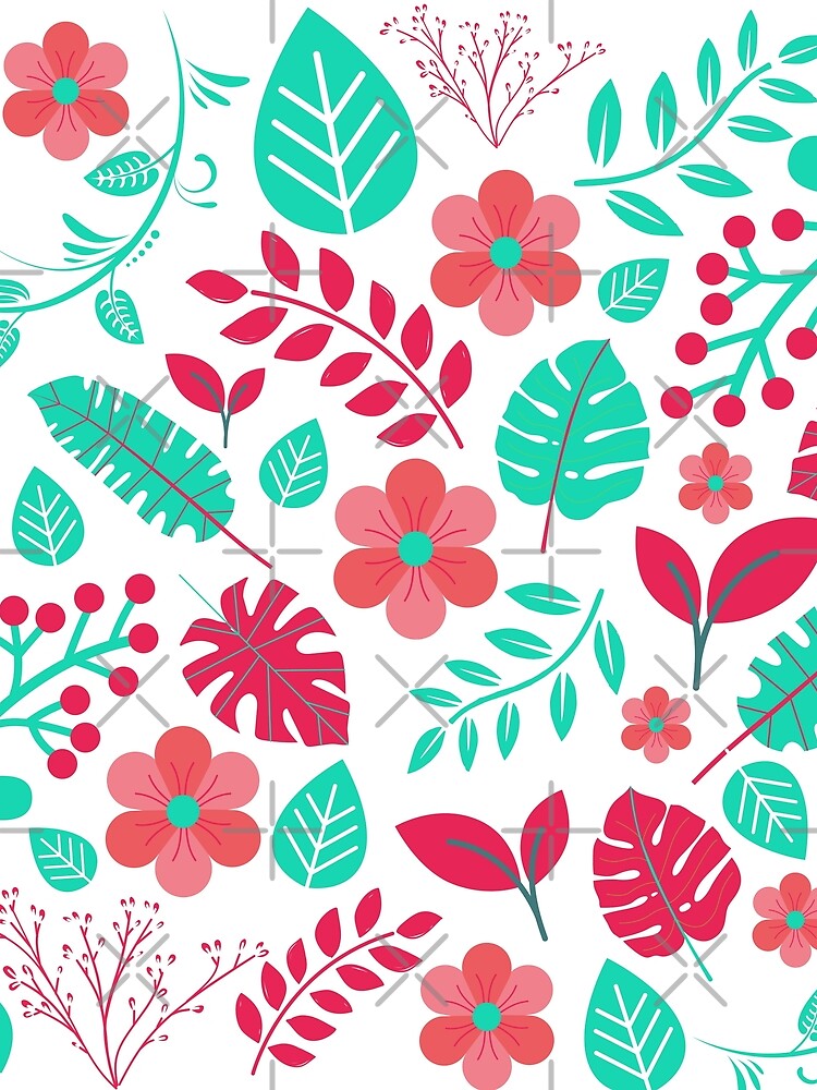 Pink & Blue Flower Plant Leaves. by davechi-stone Unisex , , , Long Sleeve Tee