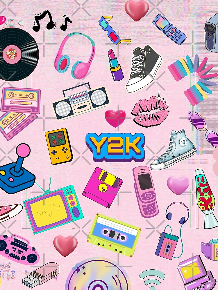 Y2K Aesthetic Collage Pattern | Retro 2000s | Nostalgic by swdesigns714 Unisex , , , Long Sleeve Tee