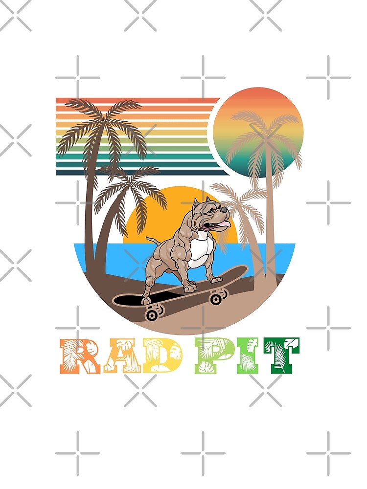 Pitbull On A Skate Board, Retro Beach by GarnersDesigns Unisex , , , Long Sleeve Tee