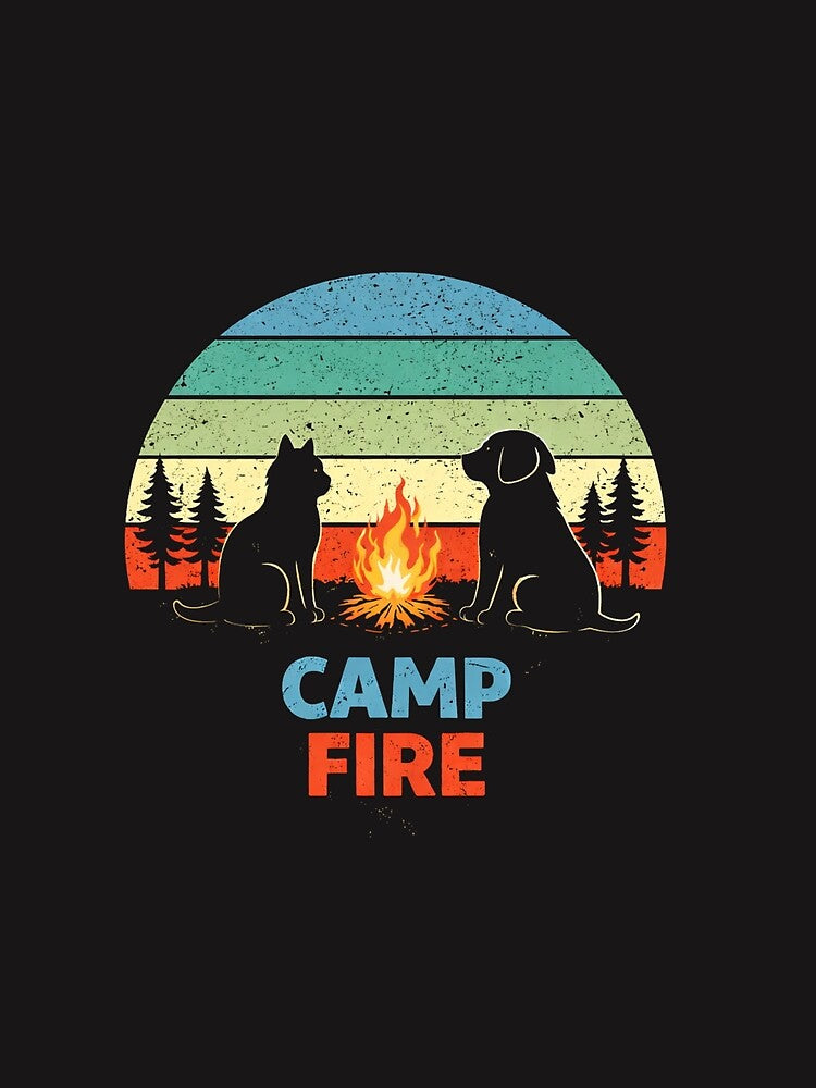 camp fire dog and cat by Lucasbastie1215 Unisex , , , Long Sleeve Tee