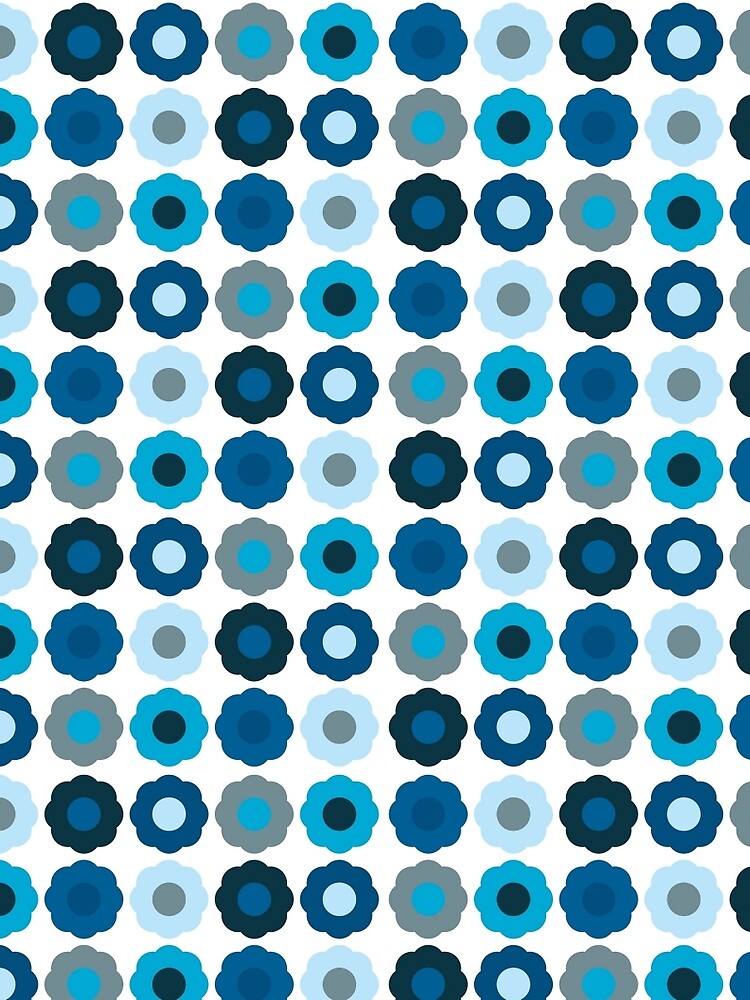 Retro Mod Abstract Blue Flowers by pugmom4 Unisex , , , Long Sleeve Tee