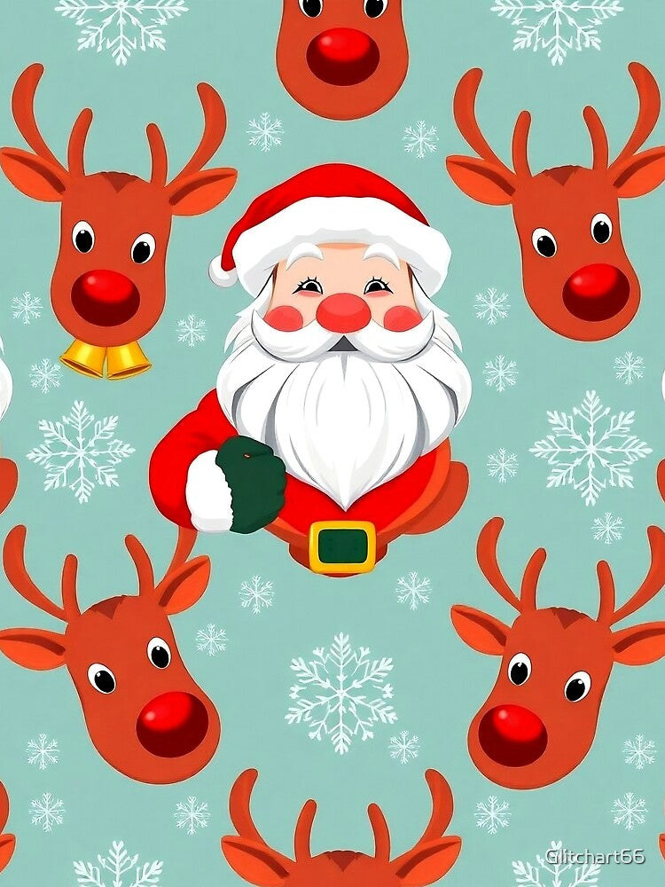 Santa and Reindeer Christmas – Fun Holiday by Glitchart66