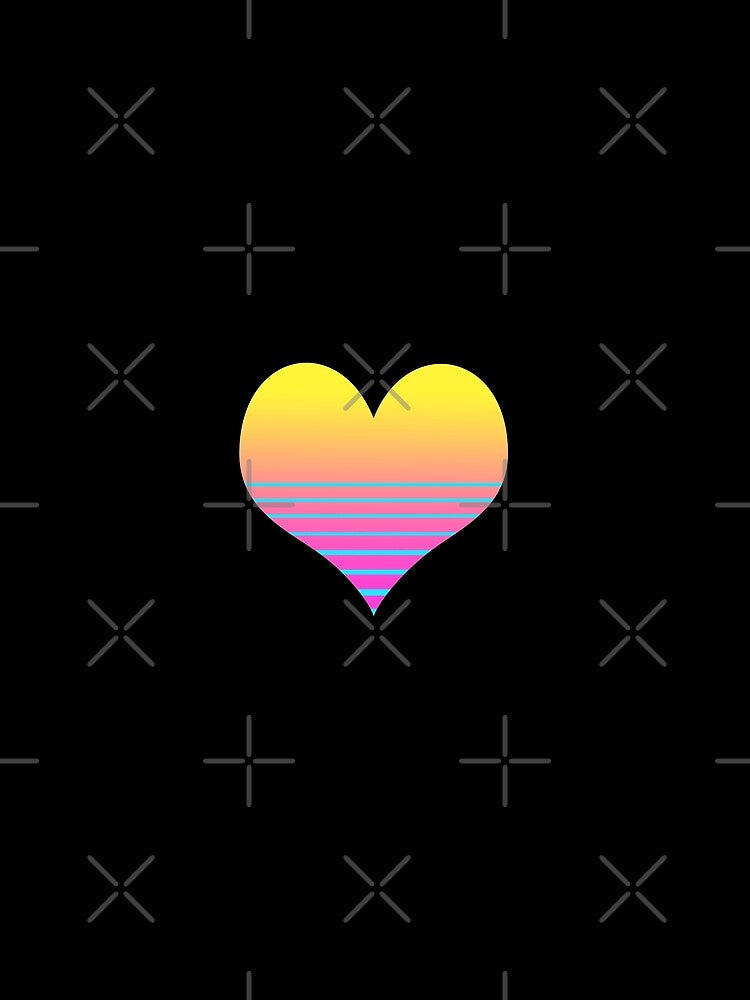 Heart RETRO WAVE,STYLE SYNTH WAVE 80S Love Theme, Pattern by enigma3a Unisex , , , Long Sleeve Tee