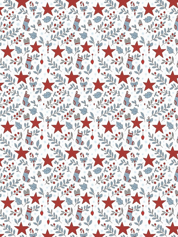 Christmas Stars & Mittens Pattern – Cute Holiday Winter Illustration by TrendBoost