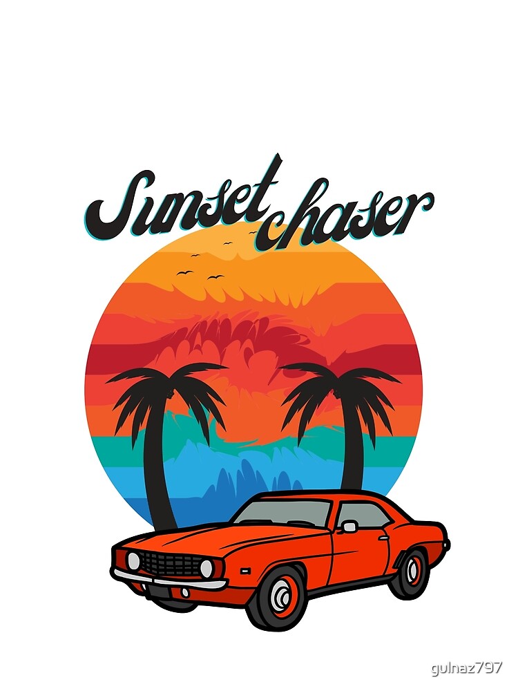 sunset chaser Gender Neutral adult Retro fashion retro cars retro aesthetic by gulnaz797 Unisex , , , Long Sleeve Tee