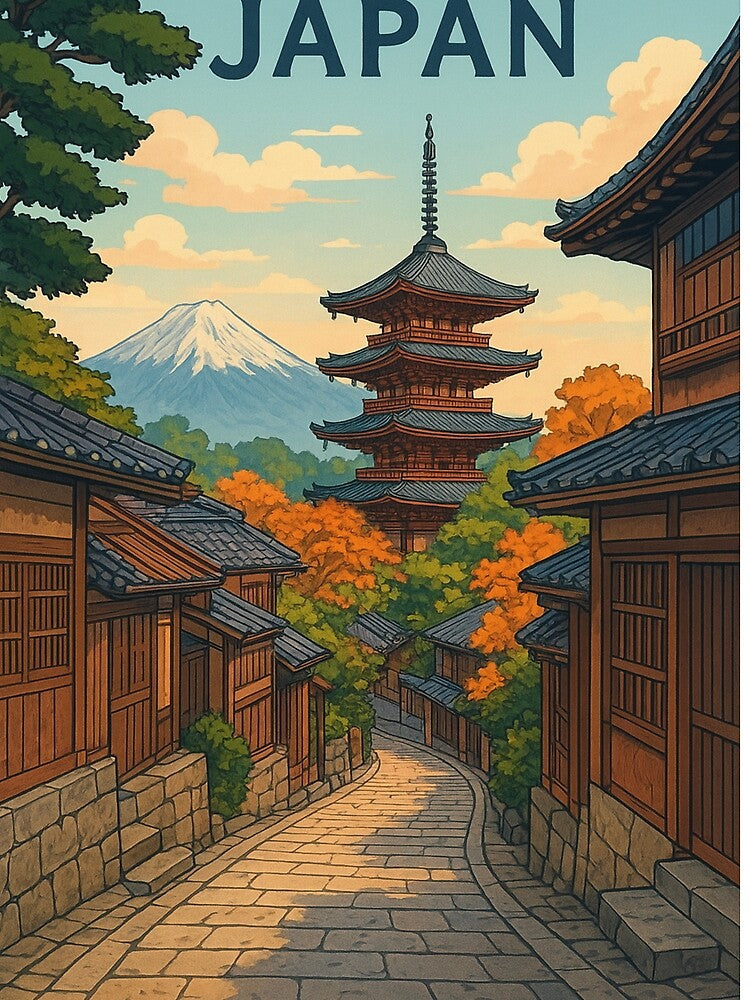Japan Vintage Style Illustration by TownWish Unisex , , , Long Sleeve Tee