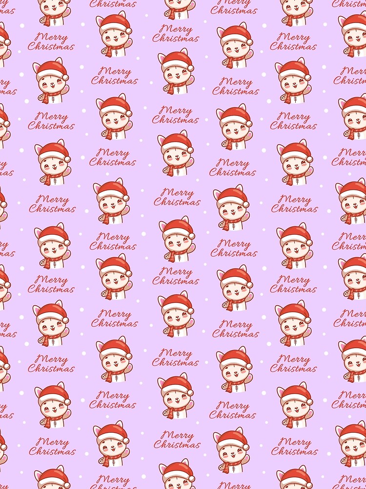 Kawaii Christmas Bunny Pattern, a cute holiday design featuring a Santa bunny. by IrinaCuteLab