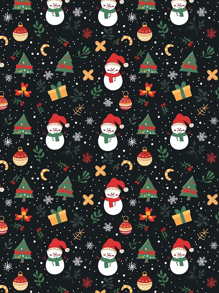 Cute Christmas Snowman and Tree Seamless Holiday Pattern by Teeny Quities
