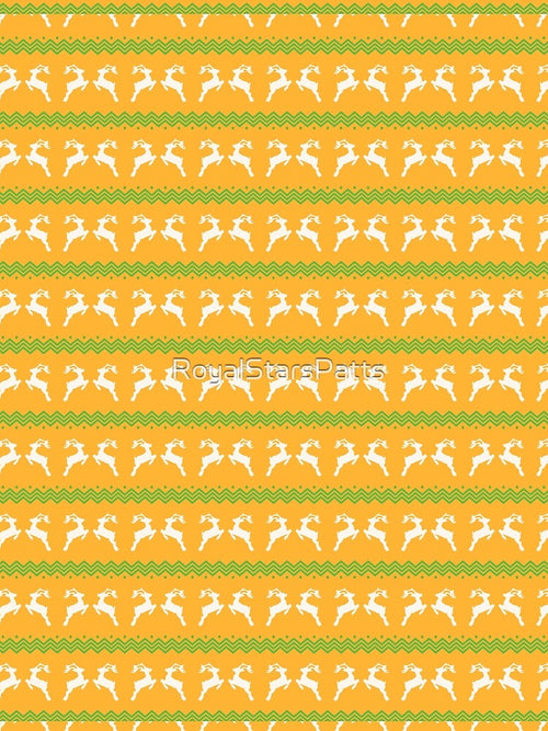 Artistic Yellow Reindeer Happy Holiday Christmas Pattern    - Best Gifts For Mom by RoyalStarsPatts