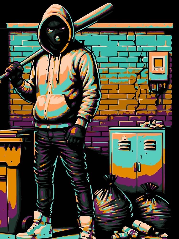 Neon Street Vigilante – Retro Urban Arcade Style Design by onlin3boutiqu3 Unisex , , , Long Sleeve Tee