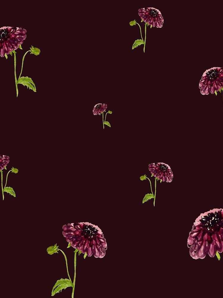 Dahlia red seamless cute pattern a watercolor red by Yana Mustafina | Boho Soulful Designs