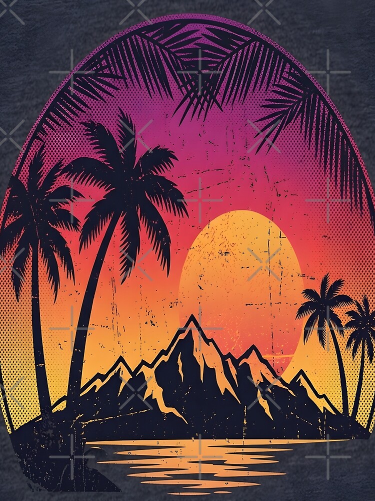 Retro Vintage Sunset Palm Trees 80s Aesthetic Nostalgic Summer Beach Design by Jayara [Born To Reign]