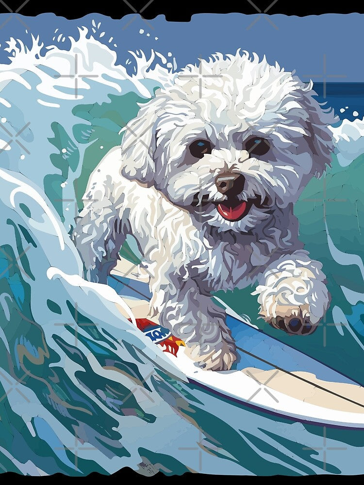 Surfing Bichon Frise by VelvetRoom Unisex , , , Long Sleeve Tee